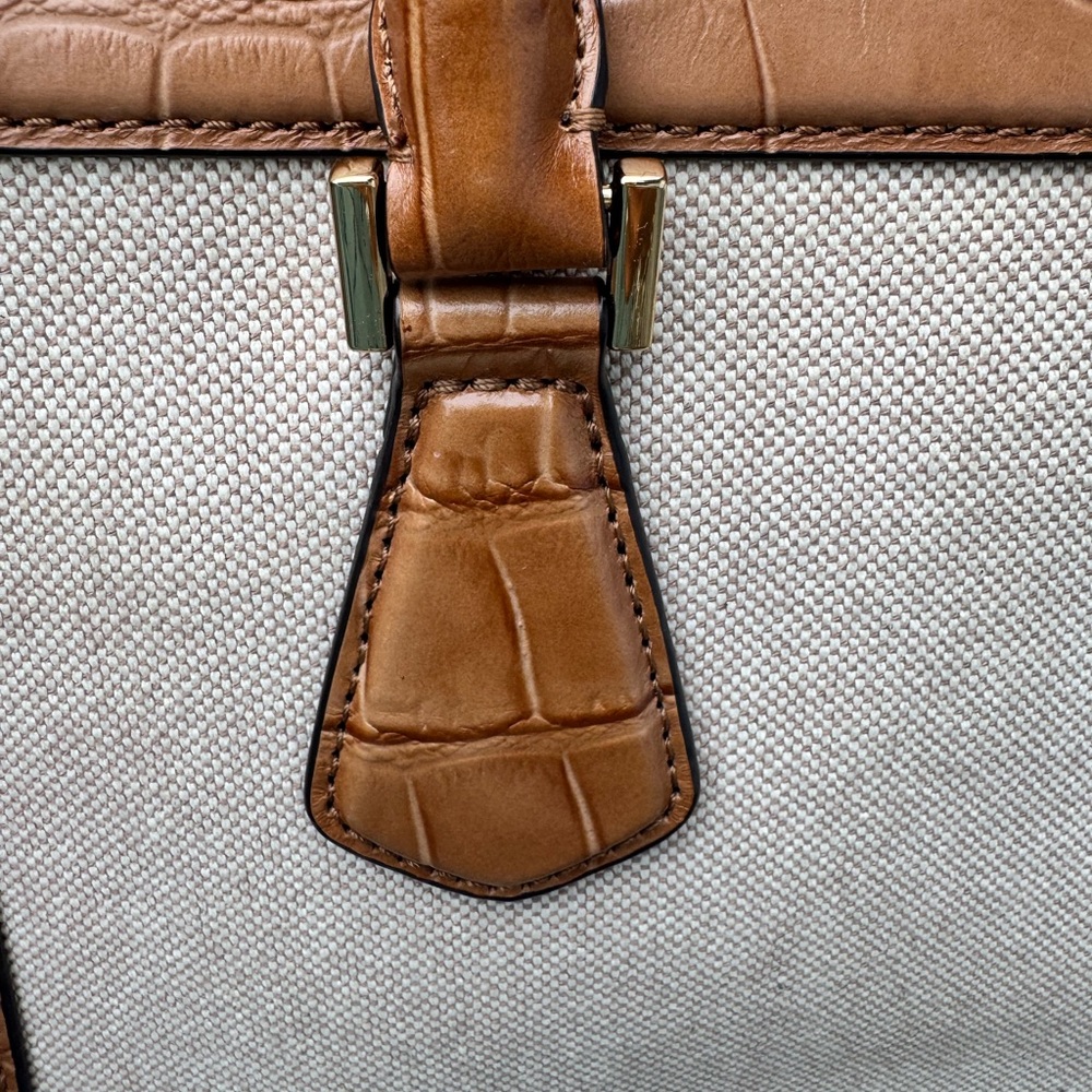 MICHAEL Michael Kors Croc-Embossed Leather & Canvas Satchel Tote with Strap - Picture 15 of 16